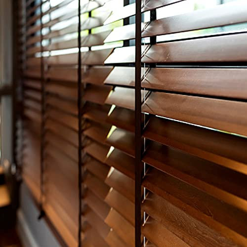KDDFN Real Wooden Venetian Blinds,Wood Grain Effect Window Blinds,Protection Privacy Natural Roller Blinds,Customizable,Easy to Install,for Window/Door/Office (W80xH100cm/32x39in)