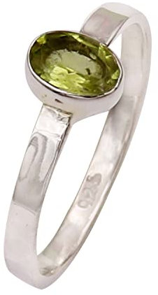 Goyal Jewels Peridot facettiert Edelstein Silber Ring Massiv 925 Sterling Silber Band Ring Alle Größen Männer Frauen Ring Geschenkartikel Aussage Handgemachter Schmuck GESR108 (58 (18.5))