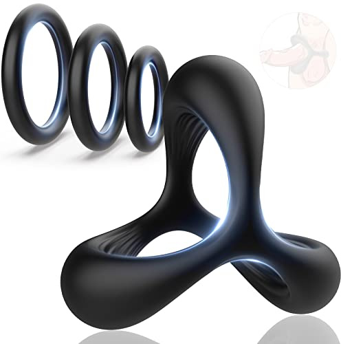Penisring Set - 4 Cockring Pennisring Dehnbar Silikon Sexspielzeug für Paare Extrem zur Potenzsteigerung Penis Ring Hodenring Dual Dreieckiger Penisringe Sex Spielzeug für Die Männer