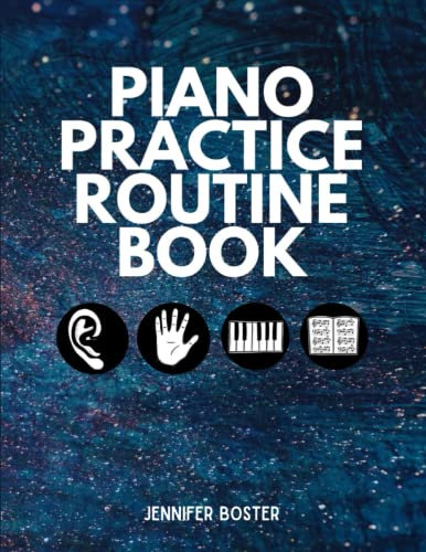 Piano Practice Routine Book: Piano Lesson Assignment Book & Practice Guide for 52 Weeks of Lessons | dark blue sparkles