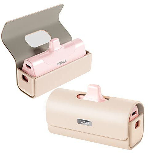 iWALK Ladegerät-Tasche für tragbares Ladegerät, 3350 mAh, 4500 mAh, 4800 mAh, kompatibel mit iPhone, tragbares Ladegerät, modisches Zubehör (nur Tasche), Rosa