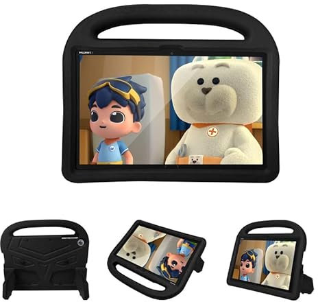 Kinderhülle für Huawei MatePad T10s/T10 10,1 Zoll, Tablet-Hülle kinderfreundlich, leicht, Griff mit Ständer, weicher EVA-Schaum, stoßfeste Schutzhülle, Schwarz