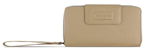 bugatti Elsa Reißverschluss-Börse S mit RFID-Schutz, Geldbörse aus echtem Leder in sand