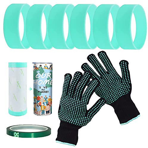 YdseozOA Lot de 9 gobelets en Silicone pour gobelet de Sublimation Blancs de Sublimation élastiques Gobelets en Silicone réutilisables avec Ruban adhésif et Gants résistants à la Chaleur