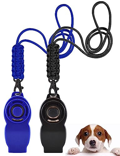 TODREMOU Hundepfeife Rütter Rückruf X 2 Pack-Hochfrequenter Ton, 2-In-1-Design, Professionelles Hundetraining, Kann Vom Menschlichen Ohr Gehört Werden,A (Schwarz+Blau)