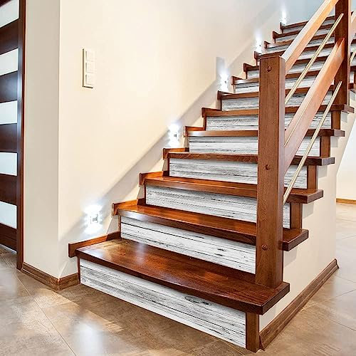 Funlife - Adhesivo adhesivo de escalera, 13 unidades, estilo escandinavo, para decoración, 18 x 100 cm, madera gris y blanco oxidado, color gris