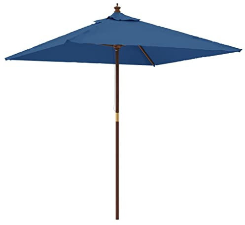 LAPOOH Parasol de Jardin avec mât en Bois Bleu azuré 198x198x231 cm,Pied De Parasol,Parasol avec Pied Inclus,Parasol Balcon