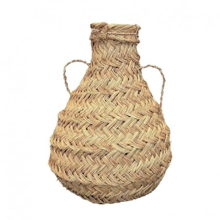 Home Maison Grand panier déco jarre feuille de palmier – Pot de fleur décoratif feuille de palmier - 25 x 30 x 40 cm - Artisanat Marocain - Couleur Naturel