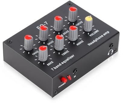 Equalizzatore Audio a 7 Bande, Ingresso Uscita DC5V-12V Regolazione Bassi Alti 12 DB Equalizzatore Digitale a Doppio Canale in Lega di Alluminio