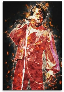 VZRSQZK James Brown Sänger-Poster, dekoratives Gemälde, Leinwand-Wandposter und Kunstdruck, modernes Familienschlafzimmer-Dekor-Poster, 30 x 45 cm