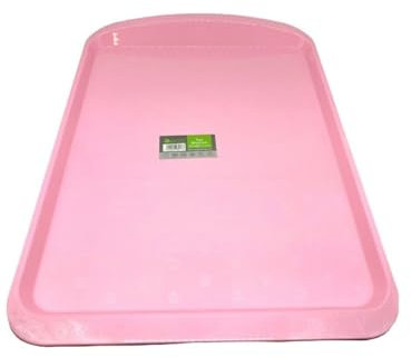 ECO Large Plastic Serving Tray for Tea & Food Serving | Multi-Purpose Dinner Tray for Home & Cafés | Food Trays for Lap | Multi Color Tea Trays for Kids Breakfast in Bed (Pink, Large)