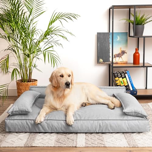 PillowPrim Hundebett, Haustiermatratze, Katzenbett, Hundekissen, Hundekorb, Hundesofa, Liegeplatz für Hund, Orthopädische, Möbel, Grau, 78x54 cm
