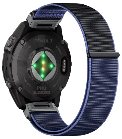 Niboow QuickFit 22mm Nylon Armband für Garmin Fenix 8/7/6/E/Epix 2 Pro 47mm, Klettverschluss Ersatzband für GPS-Uhren - Blau Lila