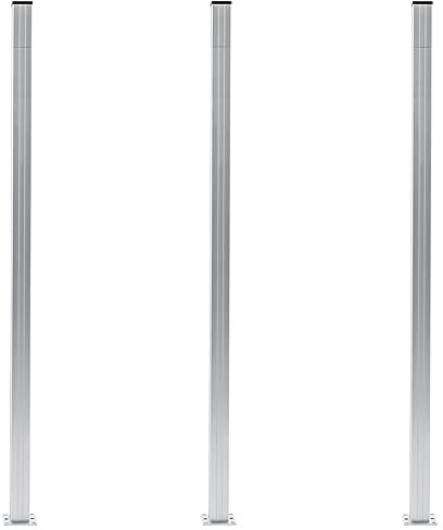 TANZEM Poteaux de clôture 3 pcs Aluminium 185 cm,Barriere Jardin Exterieur,Barriere Jardin,Portillon Grillage