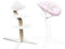 Stokke Nomi Stuhl (White) mit Newborn Set (White/Grey Pink) - Inklusive 5-Punkt-Sicherheitsgurt und wendbarem, waschbarem Textilset - Bis 150 kg belastbar