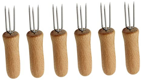 POPETPOP 6 Pièces Fourchettes De Maïs Sucré Brochettes De Barbecue Supports De Maïs En Acier Inoxydable Brochettes De Support De Maïs Sucré Fourchettes De Couverts Barbecue Maïs Support De
