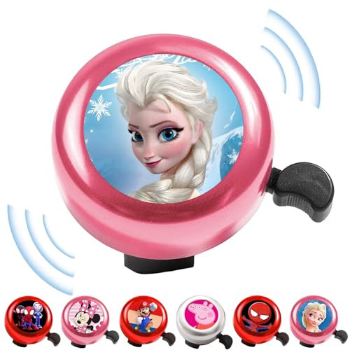 Sonnette Velo Enfant, Accessoire Velo Klaxon Velo Dessin Animé Sonnette Vélo Reine des Neiges Sonnette de Guidon de Vélo avec Son Fort et Clair Garcon Fille pour la Plupart des Vélos