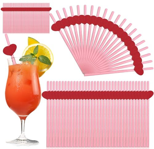 100 Pièces Pailles à Cocktail: WIYETY Pailles en Papier Décorati avec Carte Amour, Paille en Forme de Coeur, Papier Cocktail Pailles, Paille pour Fête pour Tous Types Fête D'été Mariages Cocktail