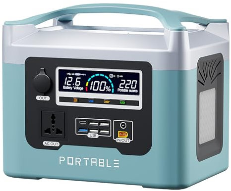 FXNFXLA Centrale Elettrica Portatile da 800 W, Batteria al Litio di Backup da 960 Wh, Presa di Corrente Ca A Onda Sinusoidale Pura 110 V/220 V, Generatore Solare con Luce A LED