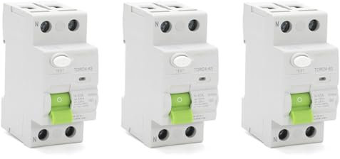 Bcowtte 3 x AC 2P 6KA RCCB RCD 230V Interruptor Diferencial Interruptor de Seguridad Interruptor de Seguridad Interruptor de Seguridad TORD4-63, 2P 16A 10MA