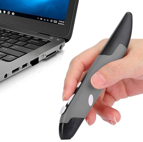 Gsycle Wireless Optical Pocket Pen Mouse, USB Wireless Optical Pen Mouse USB Computer Stylus Pc Parts Wireless 2.4G Mouse Pen Handwriting Mini Mice for PC Laptop Notebook Computer (Grey)