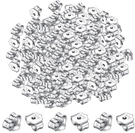 Lot de 100 clous d'oreilles papillon en métal - Accessoires de boucles d'oreilles à faire soi-même