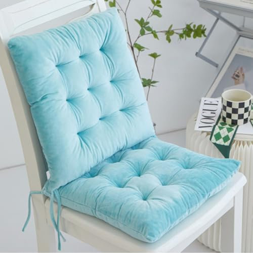BaoTom 2er/4er Set Stuhlkissen 40 x 40cm Sitzkissen mit Bändern Einfarbige Auflagen für Stühle Kristall Samt Sitzkissen Weicher PP Baumwolle Bodenkissen Esszimmerstuhlkissen(A-Light Blue,2PC*40*40*7cm
