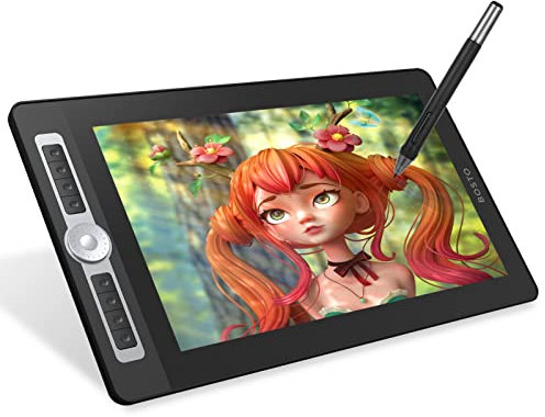 Irfora 16HD Pro Portátil de 15,6 Pulgadas H-IPS LCD Tableta de Dibujo de gráficos Pantalla Tablero de Dibujo de Arte Digital 8192 Nivel de presión Tecnología pasiva Accesos directos Personalizables