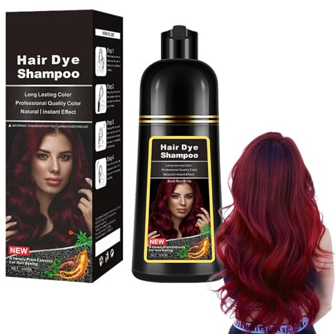 Tkekruh Weinrot Wine Hair Color Shampoo 500ml, Dark Red Wine | Natural Instant Hair Dye Shampoo 3 IN 1, Haarfarbe Shampoo, langanhaltendes Haarfärbeshampoo für Männer und Frauen
