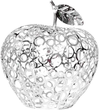 SEWACC Metall-Apfel-Ornament Ausgehöhlte Apfel-Statue Tischdekoration Für Heimdekoration (Silber)