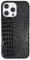 DMaos für iPhone 16 Pro Hülle für Damen, Krokodil Synthetische Lackleder Abdeckung, Klassische Mode für iPhone16 Pro 6.3 Zoll - Schwarz