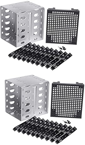 Fegtrtyoa 2X 5,25 Auf 5 x 3,5 HDD Cage Rack Festplattengehäuse Festplattenfach Adapter