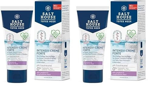 Salthouse Totes Meer Therapie Intensiv-Creme Forte, mit reichhaltigen Ölen speziell für sehr trockene Haut, für Körper, Gesicht und Hände, schnell einziehend,100ml (Packung mit 2)