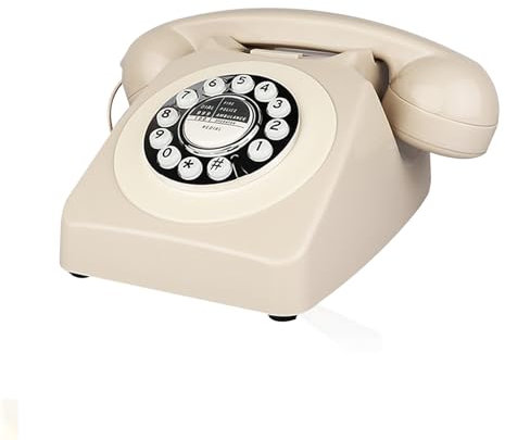Retro Phone, TelPal Corded Telephone, Old Fashion Telephones, Vintage Antique Desktop Phone, Classic 1980's Landline Phones for Home & Office Decor, Novelty Hotel Telephone with Redial