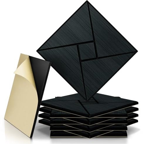 JAMELO Akustikpaneele Holz Furnier 10 Stücke | 30 * 30 * 1.2cm Akustikplatten Selbstklebend 3D Wandpaneele für Decken-/Tür-/Wanddekoration Wandverkleidung Eiche Schwarz