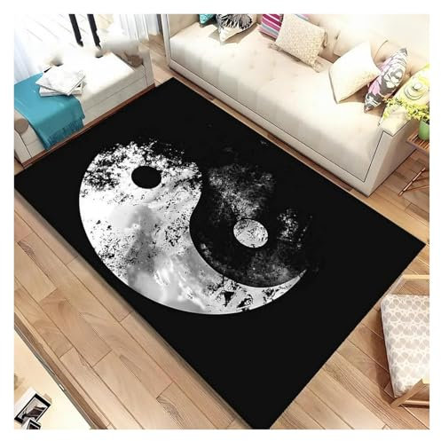 FOELANNE Tai Chi für Klatsch Teppich 3D Teppich, Tai Chi Bagua Yin Yang Fußmatten Indoor Home Teppiche Dekor Teppiche Home Wohnzimmer Teppiche(180 x 280 cm/70.86 x 110.23)