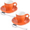 ionEgg Espressotasse aus Porzellan mit Untertasse und Mini-Löffeln aus Edelstahl, Espresso-Schnapsbecher, 80 ml, 2 Stück, Orange