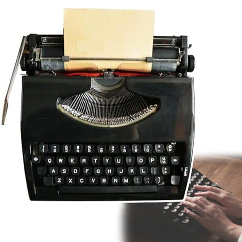 HEGGMKK Tragbare Manuelle Schreibmaschine, Klassische Alte Retro-Schreibmaschine, Vintage-Handschreibmaschine, Einfach Zu Bedienen, Für Notizen Oder Briefe,A