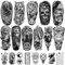 77 Hojas de Tatuajes Temporales, Tatuajes Falsos Tribales Negros de Lobo Nórdico Tigre León Aguila Esqueleto Calavera para Adultos Hombres Mujeres Niños y Niñas, Pegatinas Realistas para el Cuerpo