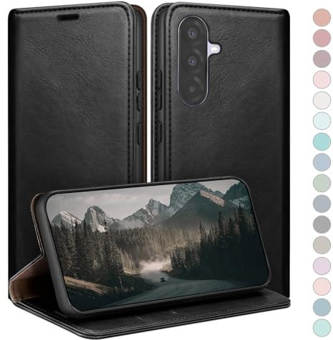 HUOUH for Samsung Galaxy A56 Wallet case with RFID Blocking PU Leather,Flip Folio Book covers,Credit Card Holder Shockproof Phone case Women Men for Samsung A56 case Black