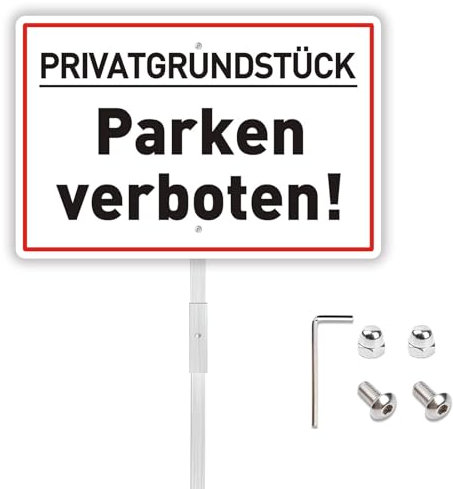 Felexdo Schild Privatgrundstück Parken Verboten, 30x20cm Parken Verboten Schild mit 70cm Aluminium legierung Pfosten Aluminium Privatparkplatz