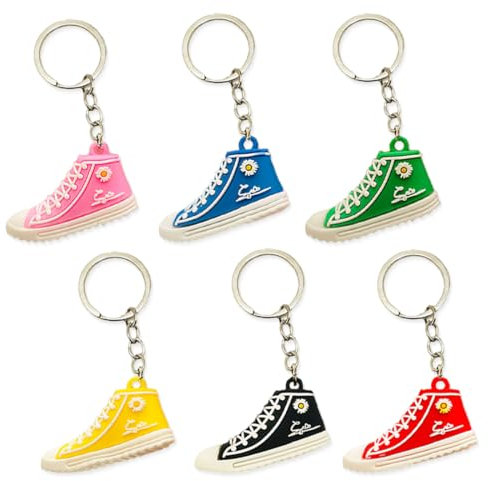 KOQAIIZ 6 Stk Mini Basketball Schuhe Schlüsselanhänger, Mini Sneaker Schlüsselanhänger für Kinder