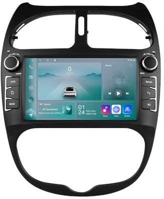 Ossuret - Radio de Coche para Peugeot 206 206CC 206SW (2000-2008), 7 Pulgadas Android 14 Pantalla táctil 2+32GB navegación GPS con Carplay Android Auto WiFi Bluetooth USB