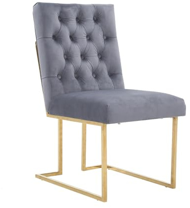 Siena Tufted Velvet Dining Chair – Luxury Upholstered Accent Chair with Gold Frame, Legs & Back Handle for Modern Glam Interiors Dining Room Living Room Restaurants