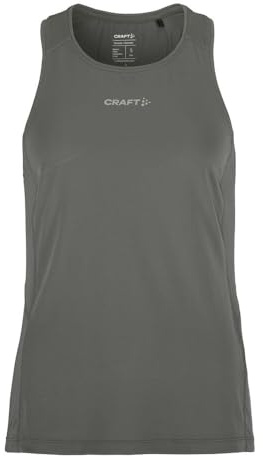 Craft Damen ADV Essence Singlet 2 Granite – Ärmelloses Funktionsshirt L mit Mesh-Einsätzen – Atmungsaktives Trainingstop aus recyceltem Material