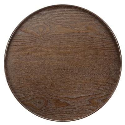 PATIKIL Wooden Serving Tray Round Wood Serving Tray Decorative Platter, 13 Inch Fit for Home Decor Kitchen Coffee Table Candle Holder, (Brown)