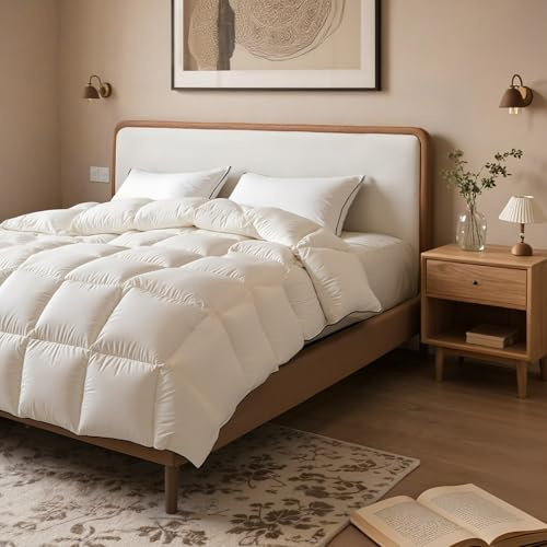 Luxury White Goose Down Fiber Feathers Comforter Oversized King Size