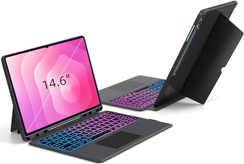 for Samsung Galaxy Tab S11 Ultra/S10 Ultra/S9 Ultra/S8 Ultra 14.6 inch Keyboard Case: 3 Zone 7 Colors Backlit Keyboard with Trackpad | Touchpad Magnetic Detachable Key Board Cover with Pen Holder