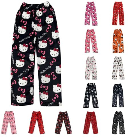 Chnnamzu Women's Pyjama Bottoms - Pj Bottoms for Women Kids Fleece Pyjamas Pants Fluffy Sleep Lounge Trousers Y2k Cartoon Ladies Flannel Sleepwear Matching Couples Loungewear Halloween Christmas