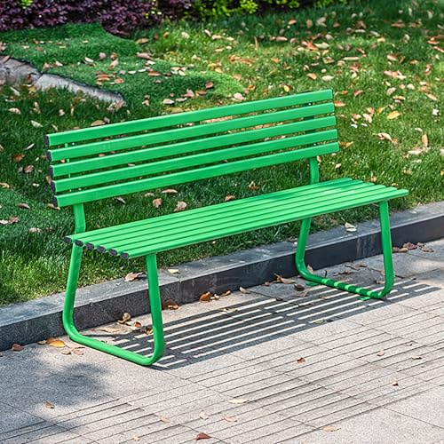 SXKLYRF Gartenbank Wetterfest aus Verzinktem Stahl, Balkonbank mit Rückenlehne, Gartenbänke für Terrasse, Garten, Rasen, Veranda und Gartenweg(Green,120x45x74cm/47x18x29in)